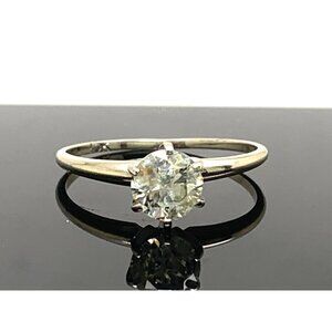 Diamond Engagement Ring 10k White Gold 0.80 Carat Estate Jewelry Women's Size 7